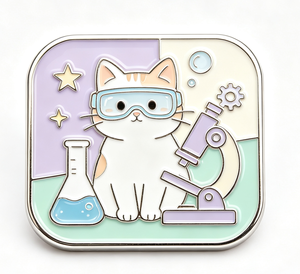 Pin de esmalte de metal con diseño de gato científico, microscopio y animal de laboratorio, para regalo y decoración de bolsos - Product Image 1