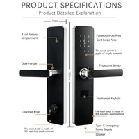 Serrure de porte intelligente en acier inoxydable 304 avec empreinte digitale, application TTlock, mot de passe, carte IC, poignée de verrouillage pour porte en bois, appartement, maison