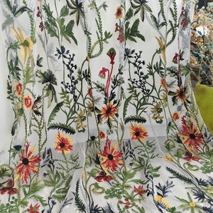 <span class=keywords><strong>Tela</strong></span> de Encaje de Tul con Bordado Floral y Textura Suave al Tacto para Vestidos de Escenario y Bodas - Product Image 1