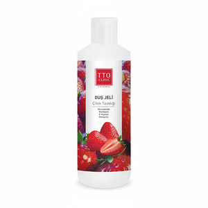 Gel Douche Fraîcheur Fraise TTO Clinic 500ml Hydratant Nourrissant Rafraîchissant au Beurre de Cacao, Vitamine E, Niacinamide et Panthénol - Product Image 2