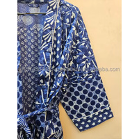 Kimono ample en lin et coton imprimé indigo pour femme, robe, cardigan, chemise de plage, cache-maillot de bain sexy, tenue d'été