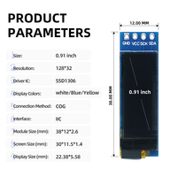 Pantalla OLED de 0.91 Pulgadas, Interfaz I2C de 4 Pines, GME12832-11-Blanco, GME12832-12-Azul, GME12832-13-Amarillo, 128*32, Directo de Fábrica