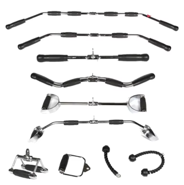 Steel Heavy Duty V-Shape Lat Pull Down Bar Set Cable Machine Attachments for Rowing & Back Workout Multi Grip Gym Pull Handles