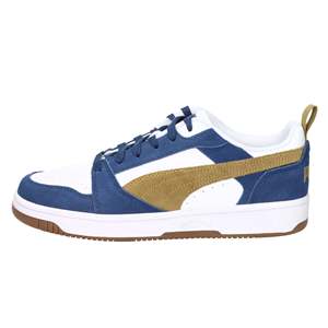 Sneakers da Uomo Puma Bianche Blu Oro in Pelle Scamosciata Scarpe Casual Basse - Product Image 1