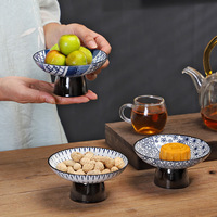 Chinees blauw-wit porseleinen fruitplateau met afneembaar ontwerp, precisie-geproduceerd, hoog, hartvormig, retro Amerikaanse stijl voor thuisgebruik