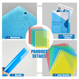 Thư Kích Thước Poly Mờ 3 Lỗ Đấm Chất Kết Dính Thư Mục 3 Vòng Chất Kết Dính Nhựa Tay Áo Slash Tập Tin Áo Khoác Chất Kết Dính Tổ Chức Túi - Product Image 5