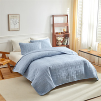 Ensemble de couvre-lit matelassé en polyester toutes saisons, motif quadrillé moderne, couvre-lit léger, ensemble de literie matelassée