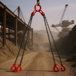 Chain Sling 5/16 Inch 10 Ft G80 Alloy Steel 4 Leg Grab Hooks Adjustable for <b>Mining</b> <b>Machinery</b> Lifting - Product Image 2