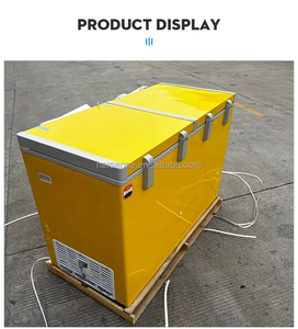 2025 TOP DOOR STEEL PLATE <b>SMALL</b> COMMERCIAL <b>SLIDING</b> DOOR ICE FREEZER 500L CHEST FREEZER TOP LOADING YELLOW FREEZER - Product Image 4