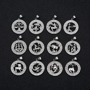 Нержавеющая сталь позолоченный зодиакальный гороскоп монета кулон знак зодиака ожерелье 12 созвездий ожерелье для женщин девочек - Product Image 5