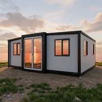 Maison conteneur de luxe modulaire préfabriquée facile à construire, extensible, en panneaux sandwich d'acier, 20 pieds, 40 pieds, 2 à 4 chambres, pour usage hôtelier