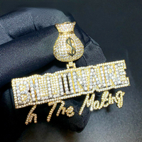 Pendentif Sac à Argent en Dollars Américains, Bling Bling, Zircone Cubique 5A, Pavé, Hip Hop, Homme, Garçon, Lettre, Future Millionnaire, Bijoux