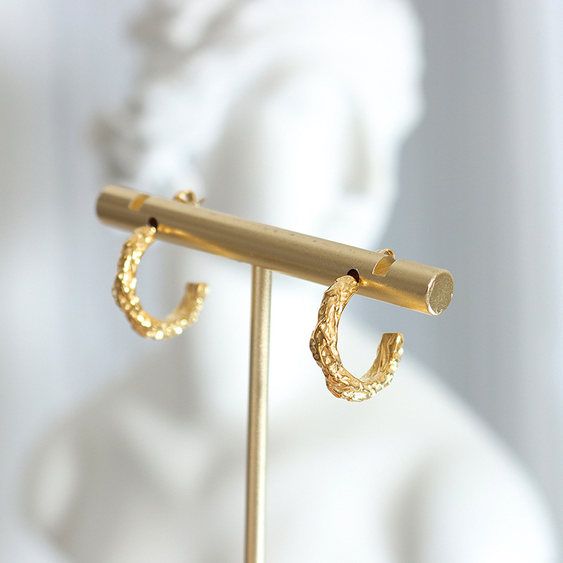 hoop earrings hammered gold plated pvd