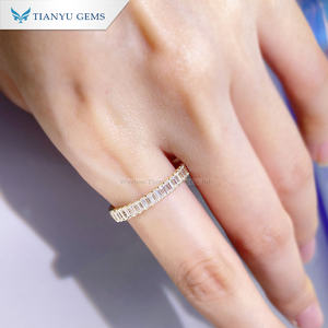 14 Karat 18 Karat Gold Smaragds chliff Verlobung sring Diamant Ewigkeit Moissan ite <span class=keywords><strong>Ring</strong></span> Band für Frauen Hochzeit Design Feiner Schmuck - Product Image 6