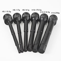 Douille hexagonale longue de 1/2 pouce, 150 mm, phosphate noire, douille Allen pour clé à chocs, outil pneumatique H5 H6 H8 H10 H12 H14