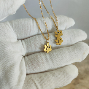 Dina Fashion Collier Patte de Chien Imperméable Personnalisé Gravure Laser Prénom, Bijou Pendentif en Acier Inoxydable pour Maman et Enfants - Product Image 3