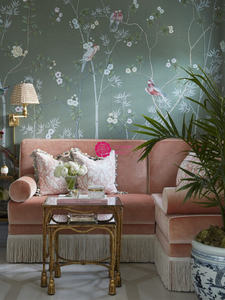 Canapé Chaise Longue Yicheng en Velours Rose Style Vintage Français avec Pompons, Idéal pour Maisons d'Hôtes Design – En Vente - Product Image 6