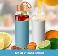 Bouteilles d'eau en verre de 18 oz pour la maison, gobelets en verre personnalisés avec logo, tasses à boire pour les fêtes, bouteilles en verre avec couvercles en bambou