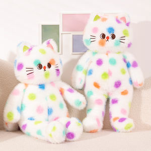Divertido Emoticon Polka Dot gato blanco peluche 60cm lindo Rosa negro Polka Dot gato felpa almohada - Product Image 2