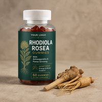 Gummies personnalisées à la Rhodiola Rosea en gros, formule marque blanche, énergie et humeur, 60 unités