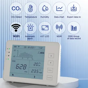 smart wifi CO2 meter data logger, Table top and wall mounted carbon dioxide monitor for home school with NDIR CO2 sensor