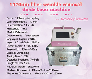 เครื่องเลเซอร์ไดโอด 1470 นาโนเมตร สำหรับฟื้นฟูผิวหน้า พร้อมหัวประคบเย็นแบบค้อน  ลำแสงเล็งเป้าหมาย 650 นาโนเมตร สายไฟเบอร์ยาว 2 เมตร สำหรับการต่อต้านริ้วรอยแบบไม่รุกล้ำ - Product Image 2