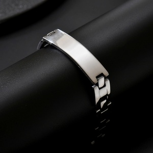 Stainless Steel Smooth Surface Electroplated Bracelet <b>Engraving</b> Option Simple Splicing Men's Trendy Accessory Versatile Niche - Product Image 3