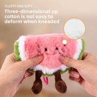 Porte-clés et pendentif de sac en peluche Pastèque ultra-doux avec motif visage souriant