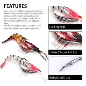 Prodotti Alpha attrezzatura da pesca esche artificiali da 9cm /12.3g gamberetti molli con gancio imitazione gamberetti esche - Product Image 5