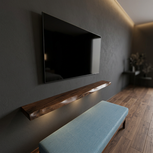 Wall Mounted Wood TV Shelves with Rotating Design Pressed Lacquer Finish for Living Room - Product Image 3