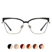 Nouvelles Lunettes Anti-Lumière Bleue Tendance à Verres Photochromiques, Monture Double Pont en Métal Creux TR90, Compatibles avec des Verres de Myopie