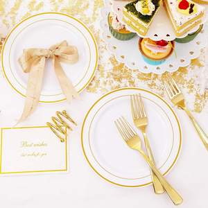 Wholesale Luxury Golden Rim White Bone China Dinner <b>Plate</b> 6/7/8/10 Inch 50pcs Eco-Friendly Europe Style - Product Image 3