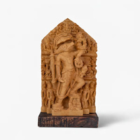 Klassische Nar Varaha Statue Vishnu Wildschwein-Inkarnation Indische Tempelkunst Sammlerstück Handgefertigtes Kunsthandwerk aus Stein und Holz für den Tisch