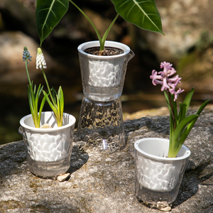Self Watering <strong>Plastic</strong> Planter with Glacier Texture, Transparent Ornament Self Watering Garden <strong>Pot</strong> for Window Garden, <strong>Table</strong> - Product Image 4