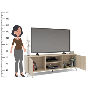 Mueble para TV de 2 Puertas Estilo Moderno CARTAGENA, Madera, para Sala de Estar, de Aglomerado, Montaje en Suelo, Compatible con Televisores de 65+ Pulgadas, Fácil de Ensamblar - Product Image 4