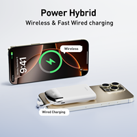 Chargeur sans fil magnétique rapide PowerHybird Mini 2-en-1 PD 40W 10000mAh, batterie externe portable avec câble Type-C dissimulé