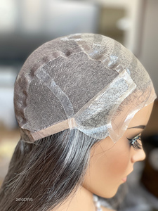 Pelucas Médicas de Lujo Europeas de Cabello Virgen con Monofilamento sin Pegamento, Gorro de Encaje, Color Personalizado, Gorro Pequeño, Cutícula Alineada, Lisas - Product Image 5