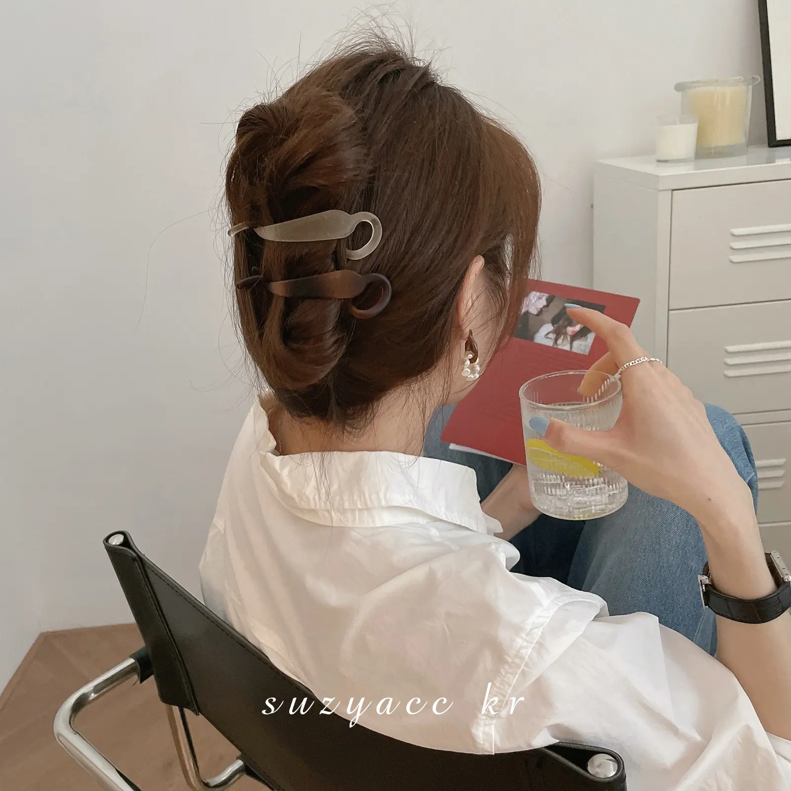 Kore basit buzlu reçine saç tokası kadınlar Vintage saç aksesuarları düzensiz tokalar el yapımı