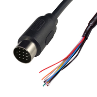 Câble audio personnalisé rond DIN 13 broches mâle vers queue de cochon ouverte, faisceau de câbles blindé multiconducteurs 28AWG avec extrémités dénudées et étamées