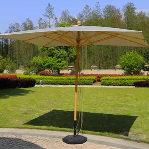 高品质木质户外浅灰色向上伞大遮阳伞塑料框架阳伞花园