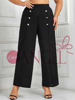 KISS ME ANGEL printemps et automne grande taille double boutonnage lâche jambe droite pantalon décontracté pantalon large femmes trajet