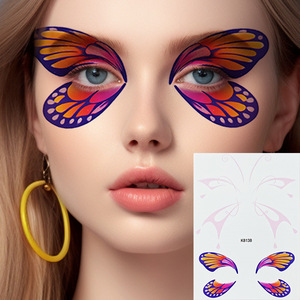 Adesivi per tatuaggi sulle occhiaie Tiebeauty K8135, design a farfalla colorato e impermeabile, per il trucco del viso e l'uso sul palco - Product Image 4