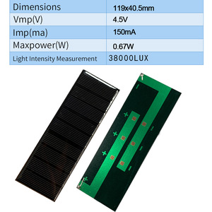 แผงโซลาร์เซลล์โมโนคริสตัลไลน์ 119x40.5 มม. 4.5V 150mA แผ่นอีพ็อกซี่โฟโตโวลตาอิกสำหรับการชาร์จแบตเตอรี่ลิเธียม - Product Image 5