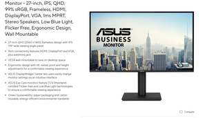 Moniteur IPS QHD 27 pouces SUS VA27AQSE 75 Hz 5 ms faible lumière bleue HDMI DP VESA - Product Image 3