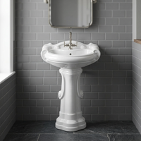 Lavabo sur pied de style antique en céramique, lavabo à main blanc de couleur rustique, vitrosa lavabo, ensemble de lavabo moderne design