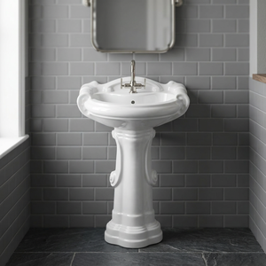 Antique Style Basin with Pedestal Ceramic Hand Wash Basin White Rustic Color Vitrosa Lavabo Designer Modern Sink Stand Set - Product Image 6