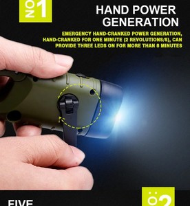 Torcia LED Solare a Manovella per Esterni, Lampada da Campeggio a Pressione Manuale per Casa e Outdoor - Product Image 6