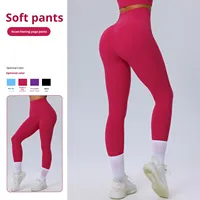 Pantalones de Yoga de Cintura Alta para Mujer, Nylon y Spandex, Sin Líneas Incómodas, Alta Elasticidad, Levanta Glúteos, Modelo F219