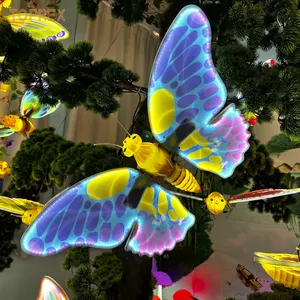 Holiday Decoration Led Garden Light Artificial Open Close Butterfly Electric Decorative Butterflies In 3D