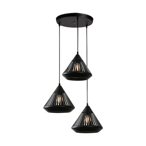 Lampada a Sospensione Industriale Vintage a 3 Luci, Moderna, Nera e Bianca, con Gabbia, per Bar - Product Image 6